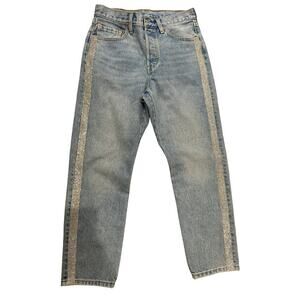 Levi's 501 $128 Side Studded Bling Light Wash Jeans Size 27 NWOT